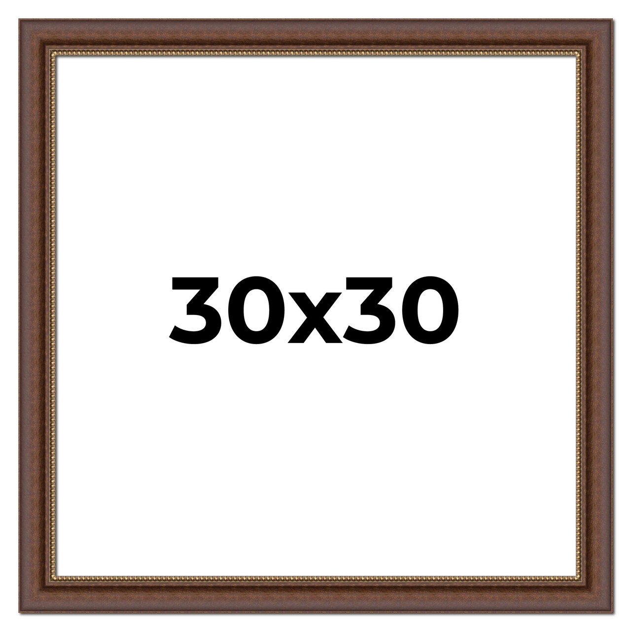 30x30 Traditional Brown Picture Frame - UV Acrylic, Foam Board Backing, Hanging Hardware